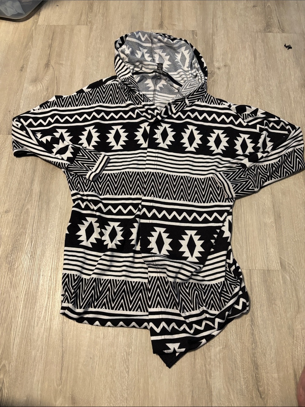 Streetwear Society Black & White Aztec Hooded Cardigan
